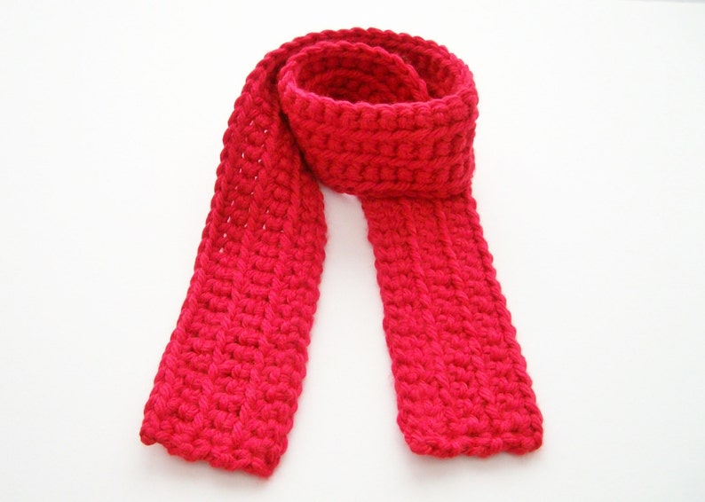 Chunky Red Child's Scarf, Kid's Holiday Scarf, Girl Scarf, Boy Scarf image 1