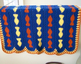 Baby Blanket, Crochet Baby Afghan, Fish Baby Blanket, Toddler Afghan