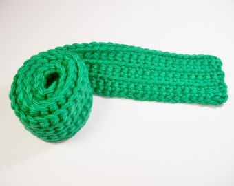 Kid's Green Scarf, Crochet Toddler Scarf, Boy's Scarf, Girl's Scarf, Christmas Scarf