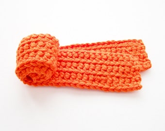 Crochet Orange Scarf, Bright Orange Kid's Scarf, Boy's Scarf, Girl's Scarf, Halloween Scarf