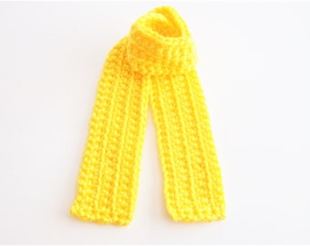 Yellow Toddler Scarf, Kid's Crochet Scarf, Child's Bright Yellow Scarf