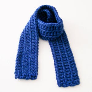 Royal Blue Child&#39;s Scarf,  Crochet Toddler Scarf, Kid&#39;s Blue Scarf