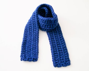 Kid's Crochet Scarf, Royal Blue Child's Scarf,  Toddler Scarf, Kid's Blue Scarf