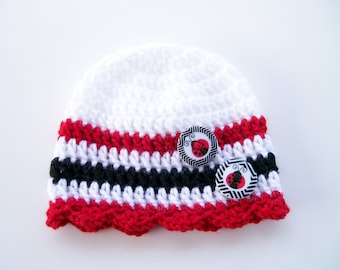 Baby Girl Hat, Ladybug Hat, Baby Beanie, 3 to 6  Month Baby Hat