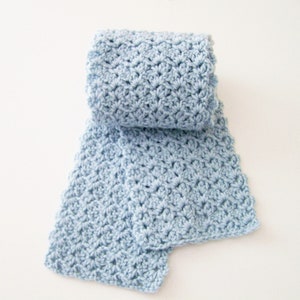 Crochet Blue Scarf, Soft Blue Women's Scarf, Winter Ladies Scarf, Traditional Scarf