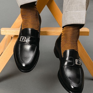 Trendy Brown Cotton Striped Socks for Men | All-Day Comfort