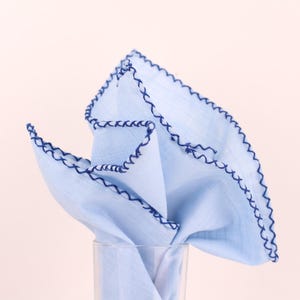 Blue Pocket Square Luxurious Linen Pocket Square with Hand-Rolled Edges - Digital Print Men&#39;s Fashion Accessory