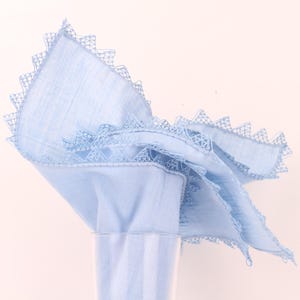 Blue Pocket Square Luxurious Linen Pocket Square with Hand-Rolled Edges - Digital Print Men&#39;s Fashion Accessory