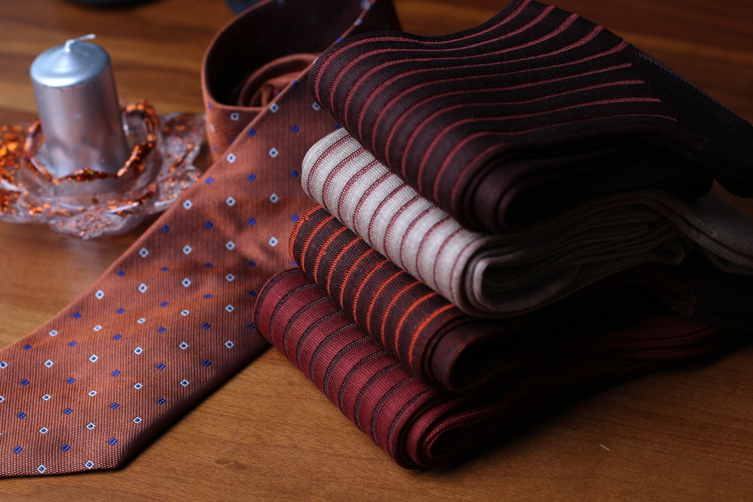 Luxury Egyptian Cotton Dress Socks for Men - Shadow Stripe - Over-the-Calf & Mid-Calf - Gift Set 4-Pair