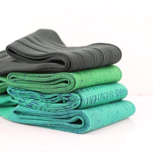 Mens Socks - Ribbed Socks - Gift For Dad - Gift for Husband - Mid Calf Socks - Green Socks - Pin Dots Cotton Socks -  4 Pack