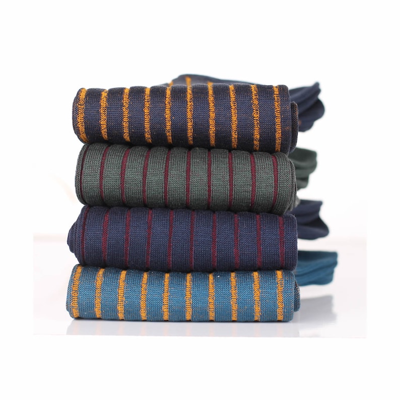 Four pairs shadow striped cotton socks.