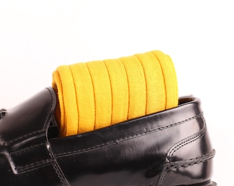 Herrensocken - Gerippte Socken - Gelbe Socken - Bio Baumwolle - Geschenk für Papa - Geschenk für Mann -