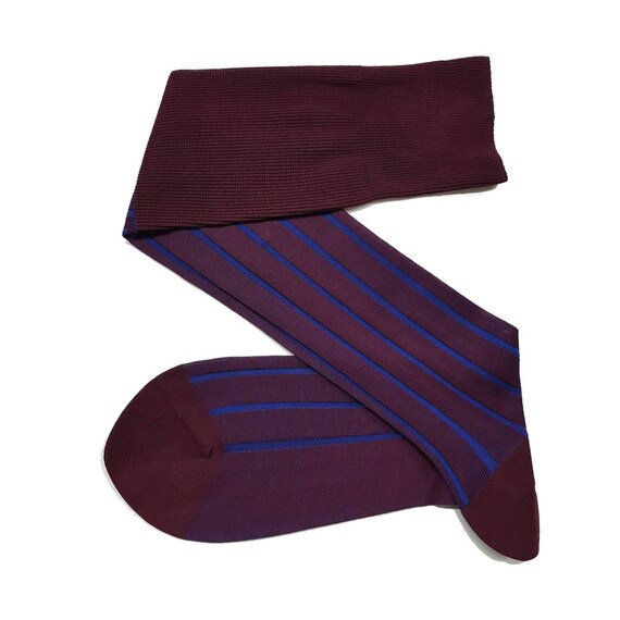 Handmade Burgundy Shadow Stripe Egyptian Cotton Dress Socks