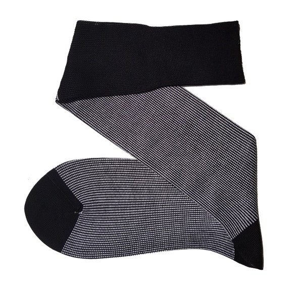 Striped Egyptian Cotton Dress Socks - Over The Calf