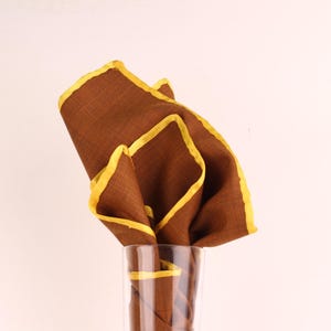 Tokyo Pocket Square Luxurious Brown Pocket Square with Hand-Rolled Edges - Digital Print Men&#39;s Fashion Accessory