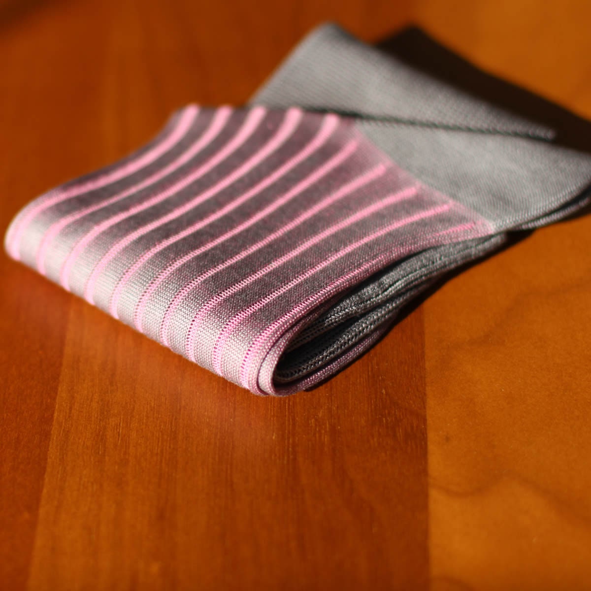 Gray Shadow Striped Cotton Dress Socks - Over The Calf Mens Socks