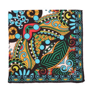 Black Pocket Square Luxurious Silk Pocket Square with Hand-Rolled Edges - Digital Print Men&#39;s Fashion Accessory