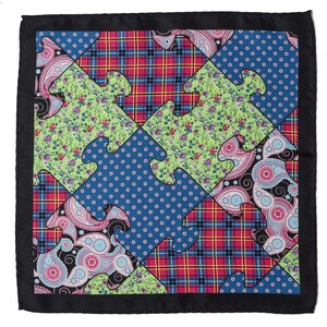 Luxurious Silk Pocket Square  Four Faced  - Digital Print Men&#39;s Fashion Accessory - Pink Pocket Sqaure- Paisley Pocket Square