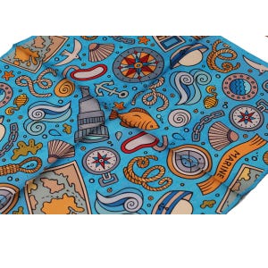 Silk Marine Pocket Square Luxurious Silk Pocket Square with Hand-Rolled Edges - Digital Print Men&#39;s Fashion Accessory