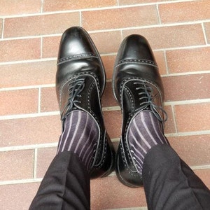 Classic Men&#39;s Gray Dress Socks | Sophisticated Shadow Stripes | Over The Calf Fit | Ideal Gift For Dad & Husband | Gray Socks |