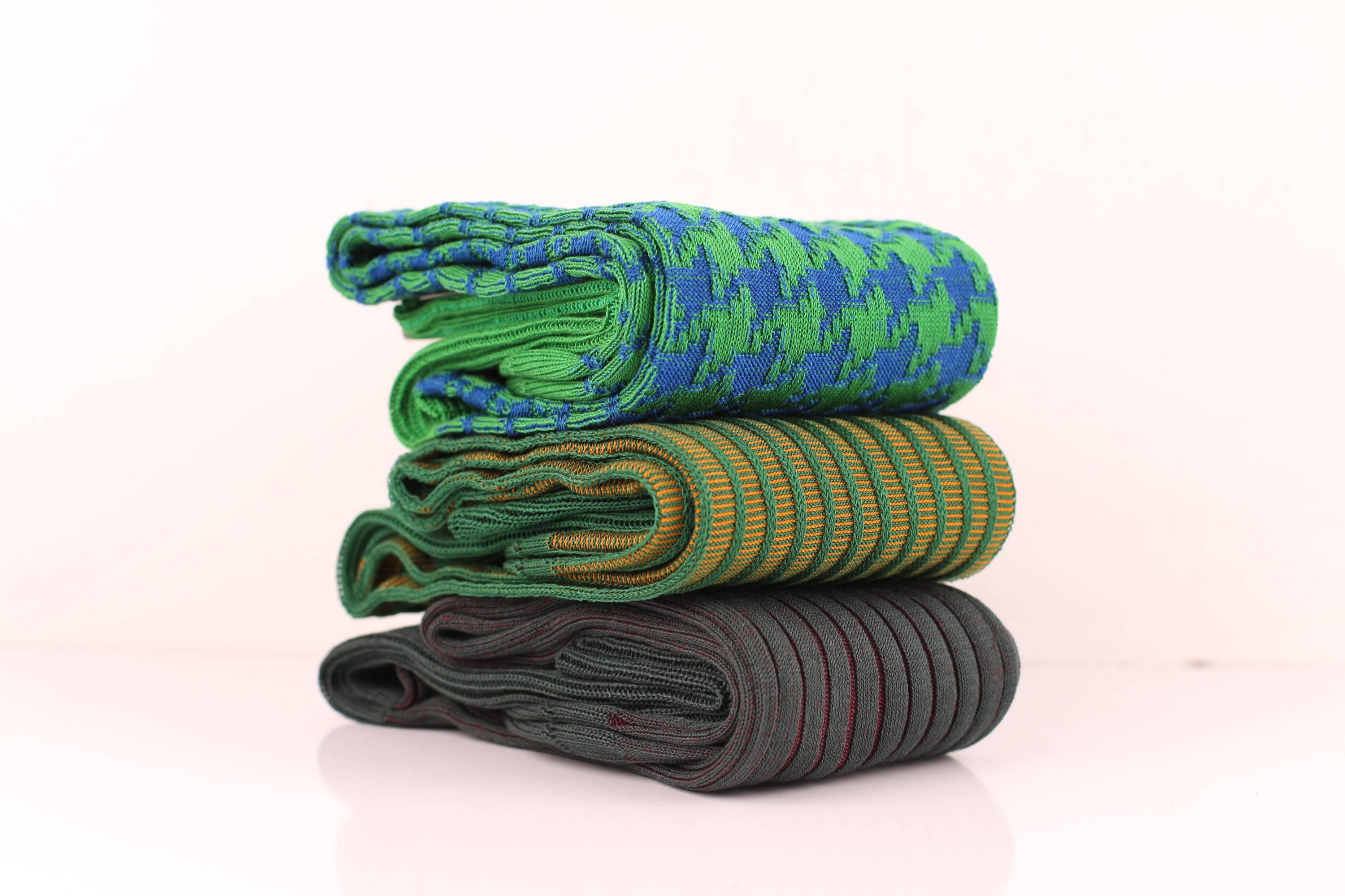 Mens Socks | 3 Pack | Green Socks | Shadow Pattern | Blue Socks | Over The Calf | Gift for Him | Gift For husband |