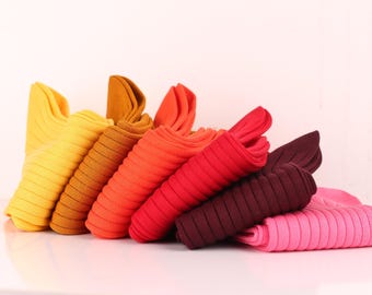 Herrensocken - Gerippte Socken - Geschenk für Papa - Geschenk für Ehemann - Mittlere Wadensocken - Rote Socken - Orange Baumwollsocken - 4 Pack