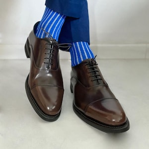 Dress Socks | Blue Cotton Socks  | Men's Shadow Patterned Dress Socks | Luxury Cotton Socks | Gift For Dad