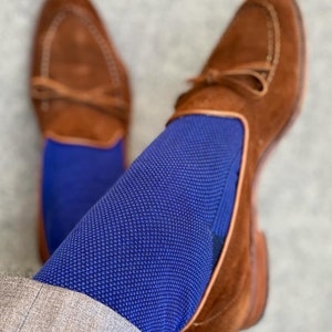 Mens Socks | Navy Blue Cotton Socks | Over The Calf Socks | Birdseye Socks | Mid Calf Socks | Gift For Dad |