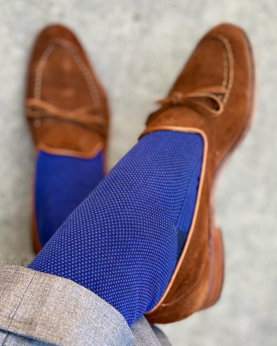 mens dress socks navy blue Navy Blue & Grey Argyle Dress Socks main image 0