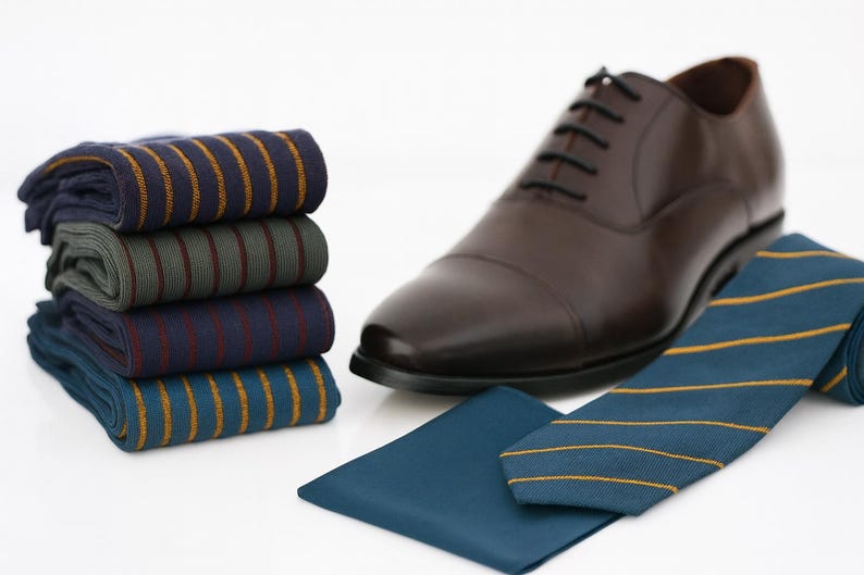Chaussettes habillées en coton égyptien pour hommes, chaussettes mi-mollet, chaussettes de luxe pour hommes, chaussettes pour garçons d'honneur, chaussettes de mariage, cadeau pour lui image 2