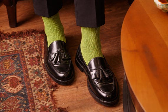 green dress socks mens Solid Color Crew Cotton Dress Socks