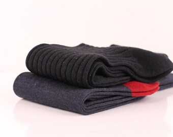 Herrensocken | Weiche Socken aus Merinowolle | Mittlere Wadensocken | Gerippte Socken | Wintersocken | Geschenk für Papa | EU 42-44 - US 8.5- 9.5