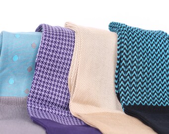 Herrensocken | Blaue Baumwollsocken | Geschenk für Papa | Geschenk für Mann | Geripptes Muster | 4er Pack | Wadenwickel |