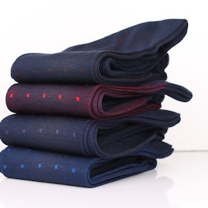 Men Socks | Over The Calf Socks | Square Socks| Cotton Socks | Gift for Dad | Gift For Husband | 4 Pairs | Navy Blue Socks |