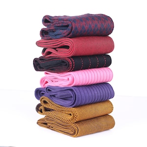 Mens Socks - Ribbed Socks - Gift For Dad - Gift for Husband - Mid Calf Socks - Black Socks - Purple Cotton Socks -  7 Pack