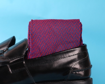 Herrensocken | Royalblau Baumwollsocken | Fischgrät Socken | Geschenk für Papa | Über die Waden Socken |