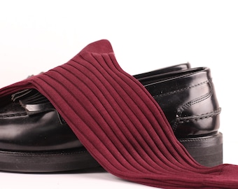 Bordeaux Baumwoll Socken |  Männer über die Wade | Mittleres Kalbsleder | %100 Baumwolle Lisle Casual Dress Socken | Geschenk für Papa | Jubiläumsgeschenk