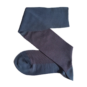 Mens Socks - Fishnet Socks - Gift For Dad - Gift for Husband - Over The Calf Socks - Blue Cotton Socks