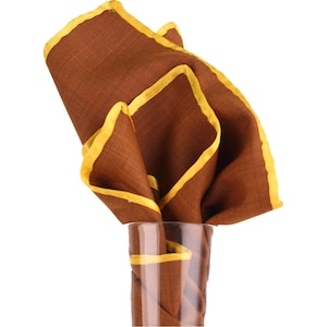 Brown Pocket Square Luxurious Linen Pocket Square with Hand-Rolled Edges - Digital Print Men&#39;s Fashion Accessory