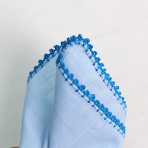 Blue Pocket Square Luxurious Linen Pocket Square with Hand-Rolled Edges - Digital Print Men&#39;s Fashion Accessory