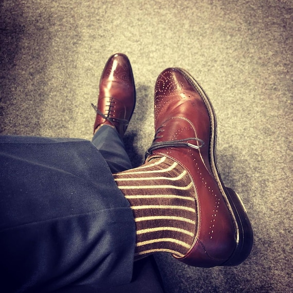 mens dark brown dress socks Men’s Egyptian Cotton Socks, Shadow Stripe Socks, Over the Calf & Mid Calf, Luxury Business Socks, Gift for Him royal blue homecoming dress 3for275 Proudly Made in the Size:24 (ADD +$10)