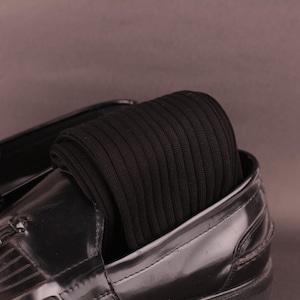 Classic Men&#39;s Black Dress Socks | Sophisticated Ribbed Stripes | Over The Calf Fit | Ideal Gift For Dad & Husband - 10 Pack