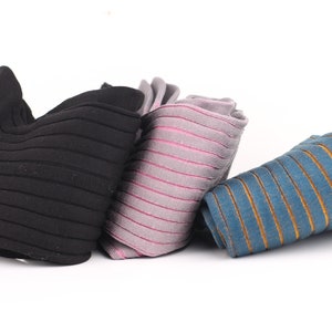 Dress Socks | 3 Pack | Black Socks | Shadow Pattern | Navy Blue Socks | Over The Calf | Gift for Him | Gift For husband |