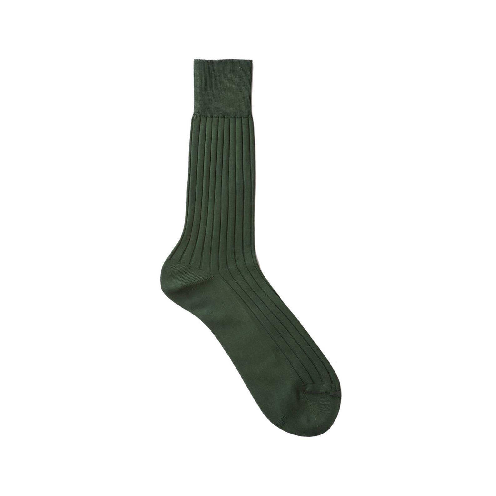 Men Ribbed 100 Cotton Casual Dress Hunter Green Socks Solid Etsy