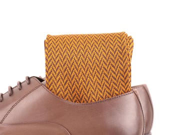 Herrensocken | Braune Baumwollsocken | Fischgrät Socken | Über die Waden Socken | Geschenk für Papa | Mittlere Wadensocken | Geschenk für Mann |