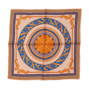 Golden Blue Pocket Square Luxurious Silk Pocket Square with Hand-Rolled Edges - Digital Print Men&#39;s Fashion Accessory