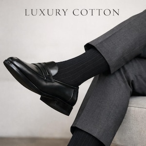 Men's Black Cotton Dress Socks: Ribbed Over/Mid Calf