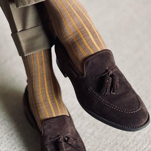 Mens Socks | Honey Cotton Socks |  Men Over The Calf | Shadow Striped Socks | Dress Socks | Gift for dad | Gift For Husband |