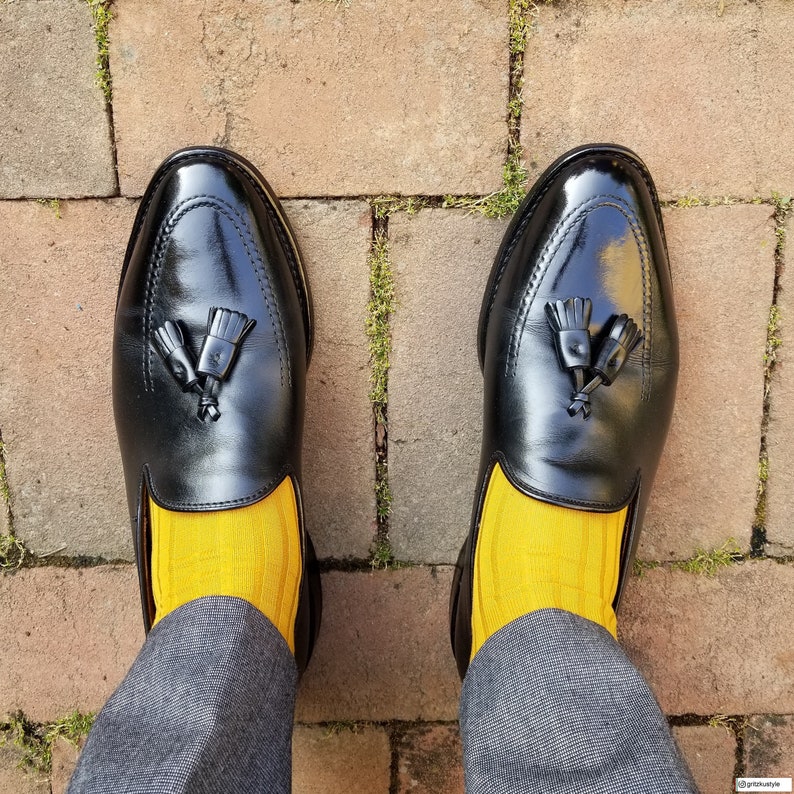 Canary Yellow Men Over the Calf & Mid Calf %100 Cotton Lisle - Etsy