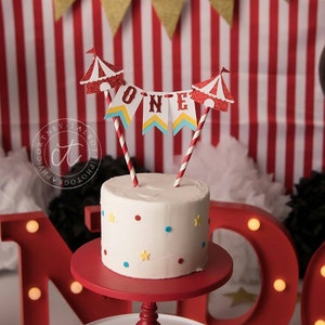 ORIGINAL Circus First Birthday Topper, Circus Cake Bunting, Circus Cake Topper, Circus Smash Cake Age Cake Topper Circus Party Decor Circus